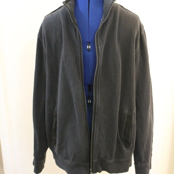 DKNY Front-Zip Men's Sweater, Black, XL - Picture 2 of 6